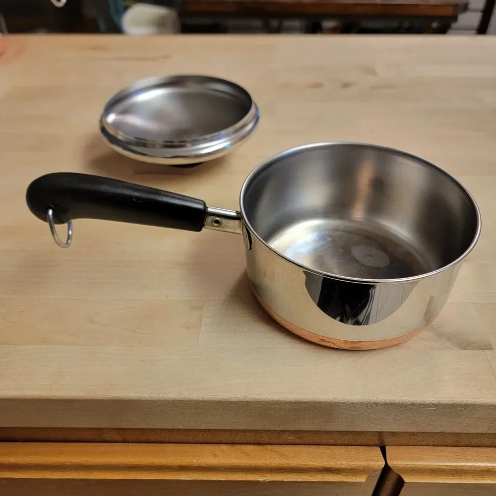 Revere Ware 1801 SaucePan 1 Qt Pot & Lid Copper Bottom Clinton Illinois USA made